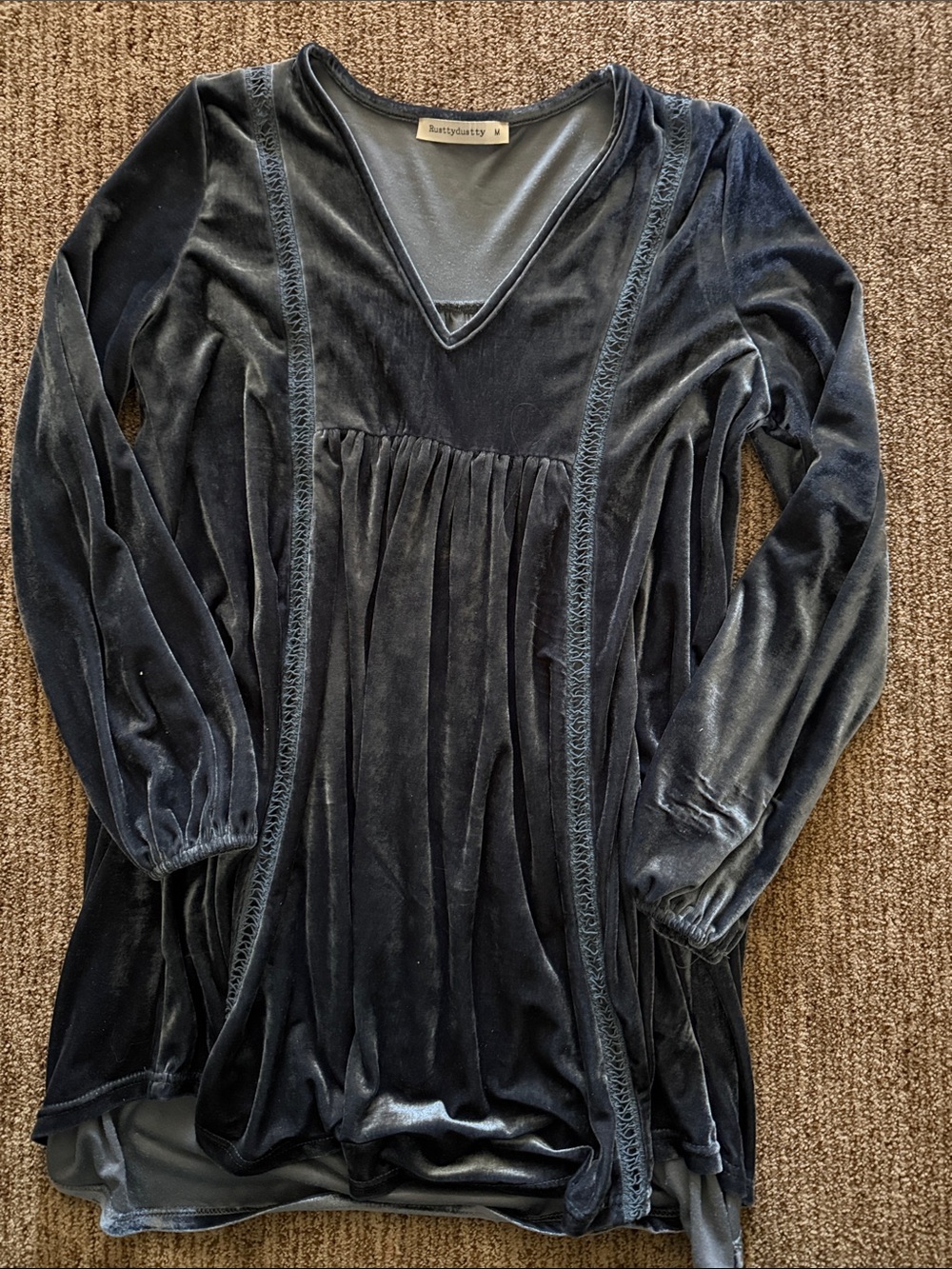 Velvet V-Neck Long-Sleeve Tunic in Dark Gray by Butter LONDON?